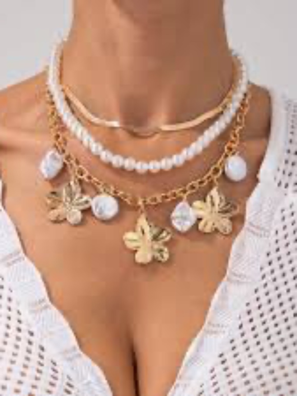 NWOT Lilly Pulitzer Via Flora Necklace Gold/Pearl